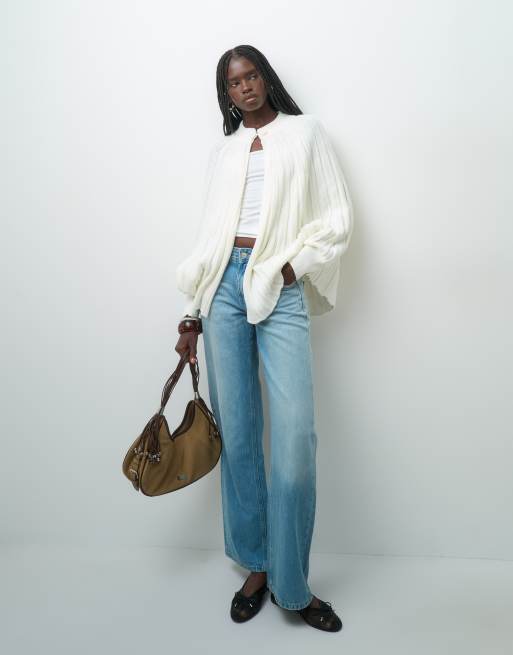 ASOS DESIGN cape en maille côtelée crème, 4 de 4