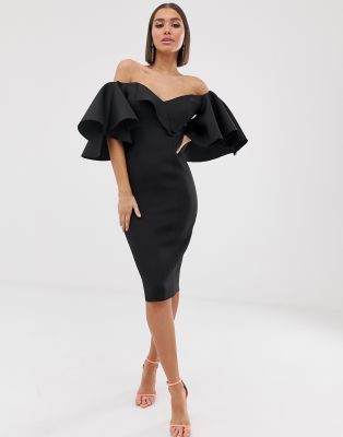 asos black bardot dress