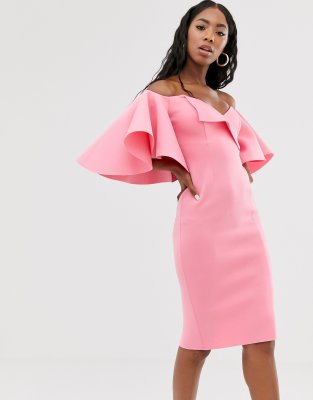 asos pink bardot dress