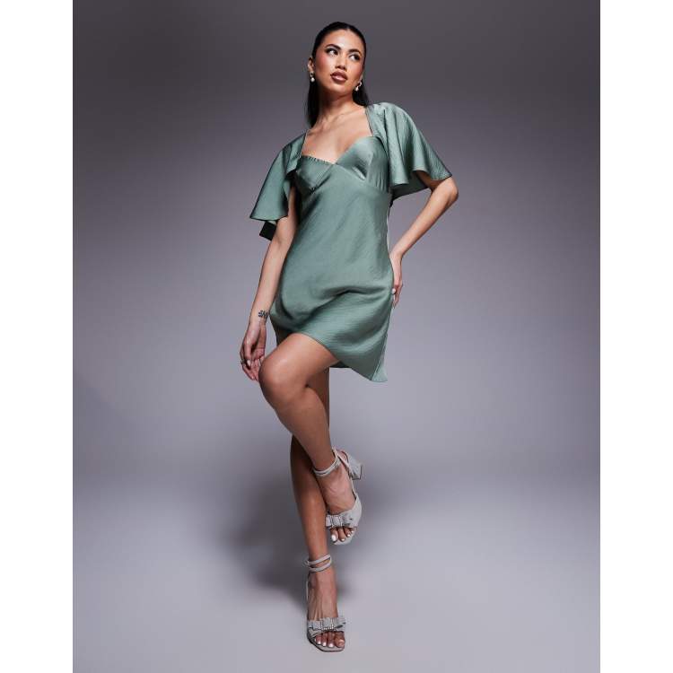 slim fit dress slacks Daphne Sage Satin Mini Dress - 12 main image 1