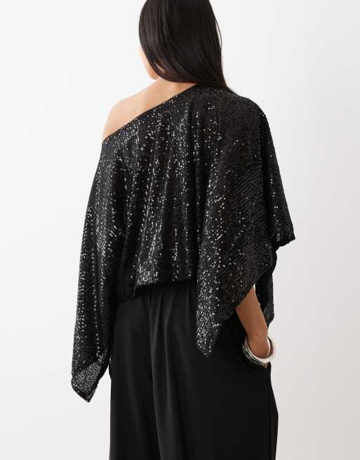ASOS DESIGN – Cape in Schwarz mit Pailletten, 2 von 4