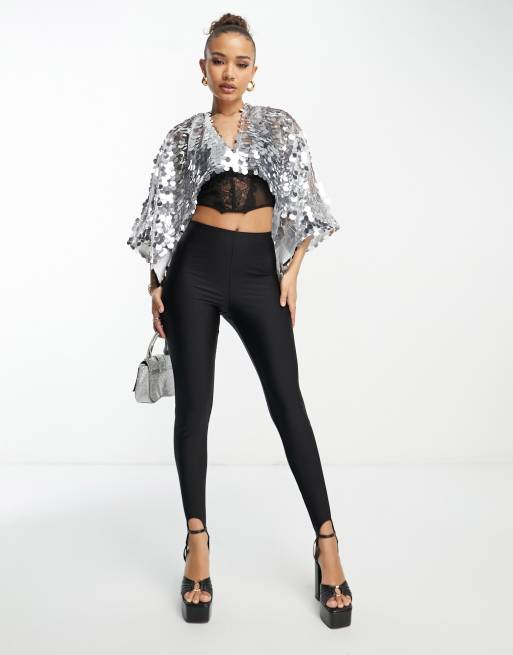 ASOS DESIGN – Cape in Silberoptik mit Pailletten , 4 von 4