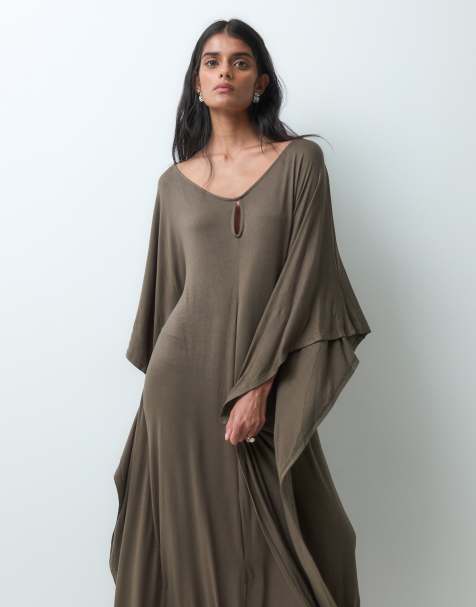 ASOS DESIGN cape maxi dress in olive - view 1
