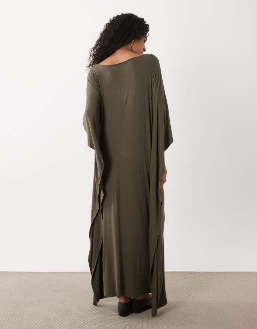 ASOS DESIGN cape maxi jurk in bruin, 4 van 4