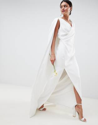 Asos edition cross front cape wedding dress sale