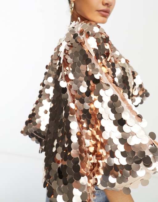 ASOS DESIGN - Cape met lovertjes in roségoud , 4 van 4