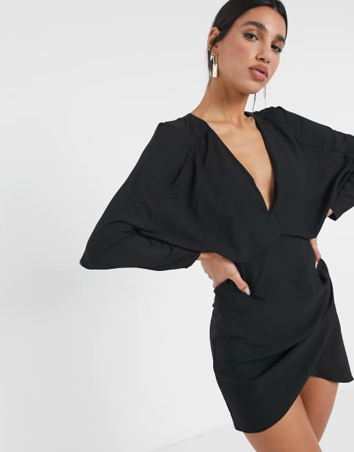 ASOS DESIGN cape mini dress with wrap skirt