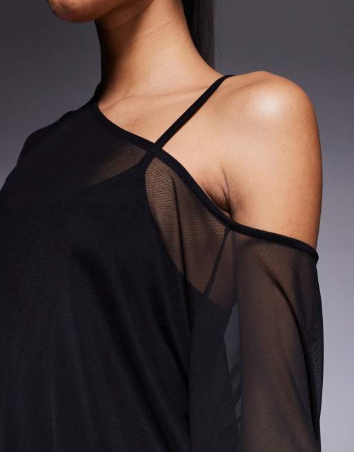 ASOS DESIGN cape overlay midi dress in black