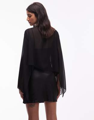 Asos Design Cape Overlay Mini Dress In Black