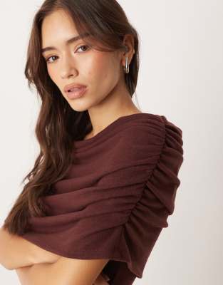 Asos Design Cape Overlay Mini Dress In Brown