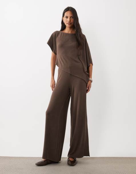 ASOS DESIGN cape style co-ord top in brown - view 1