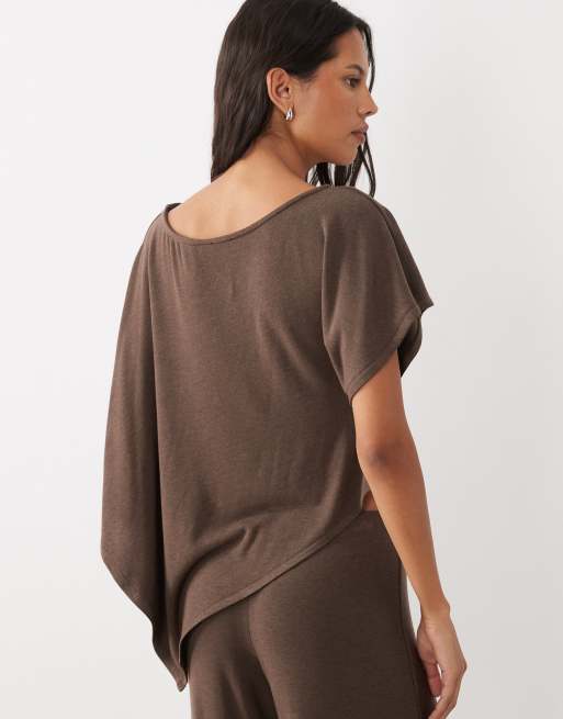 ASOS DESIGN cape style co-ord top in brown, 4 of 4
