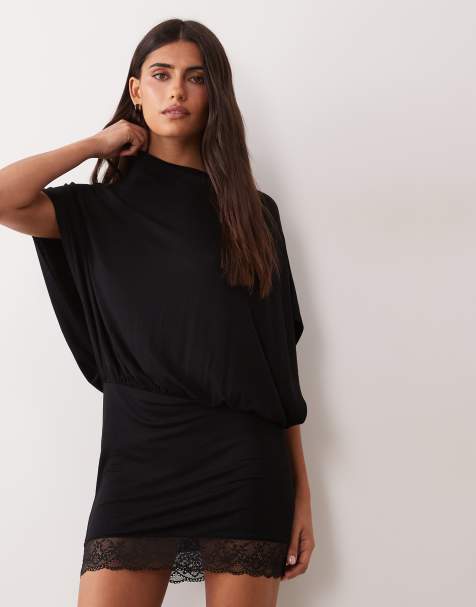 ASOS DESIGN cape style mini dress in black - view 1