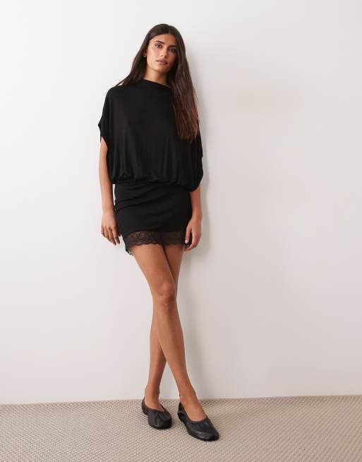ASOS DESIGN cape style mini dress in black, 2 of 4