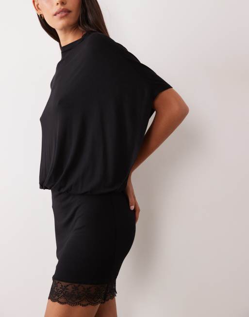 ASOS DESIGN cape style mini dress in black, 3 of 4