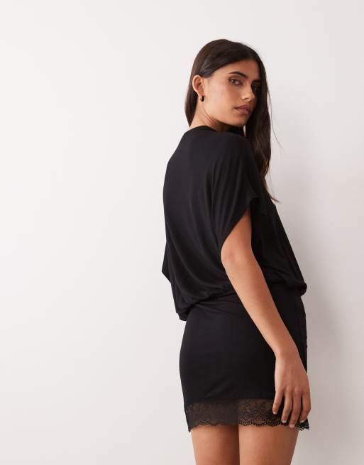 ASOS DESIGN cape style mini dress in black, 4 of 4