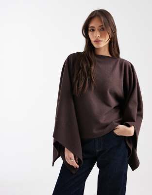 Asos Design Cape Style Supersoft Top In Brown