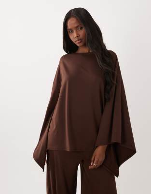 Asos Design Cape Style Top Co-ord In Burgundy