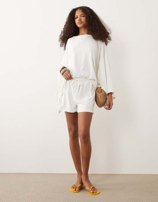 ASOS DESIGN cape style top co-ord in cream, 2 of 4