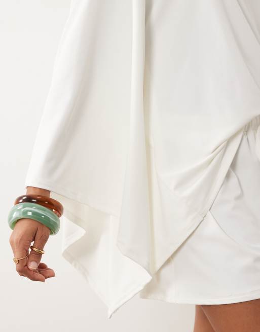 ASOS DESIGN cape style top in cream - part of a set, 3 of 4