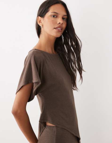 ASOS DESIGN cape style top set in brown - view 1