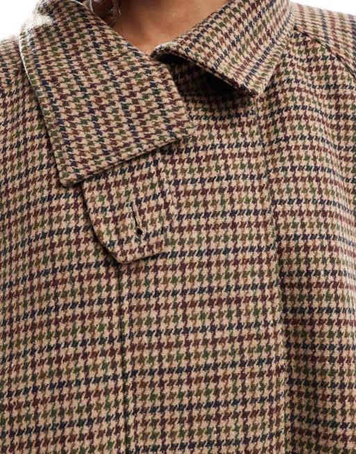 ASOS DESIGN cape swing crop trench in heritage plaid