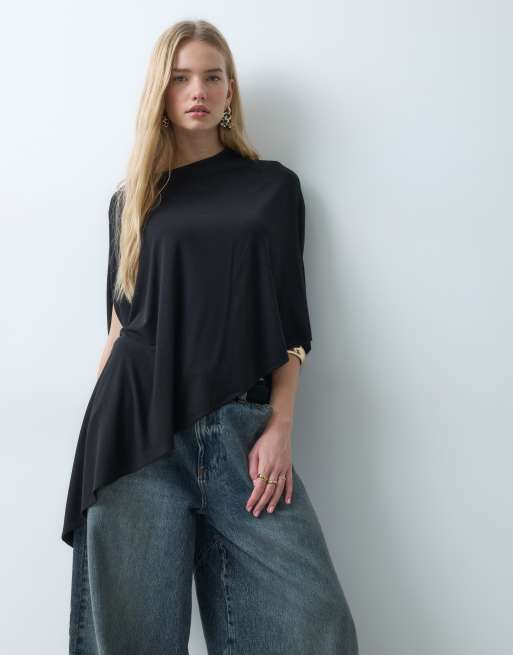 ASOS DESIGN cape-top met schoudervullingen in zwart, 5 van 5