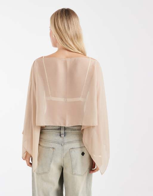 ASOS DESIGN - Cape transparente avec brassière - Naturel, 4 de 4