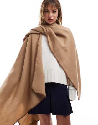 cape with stab stitch detail in beige-Brown