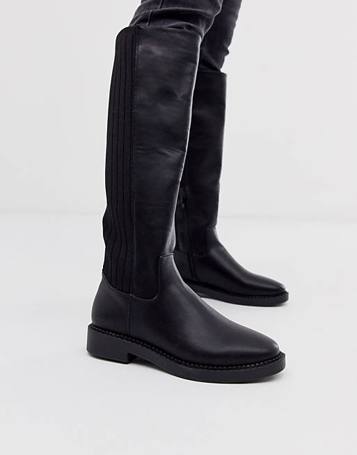 ASOS DESIGN Capital chunky knee high boots in black knit