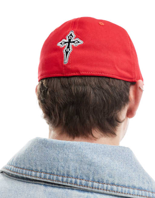 ASOS DESIGN - Cappellino aderente rosso con ricamo y2k, 2 di 4
