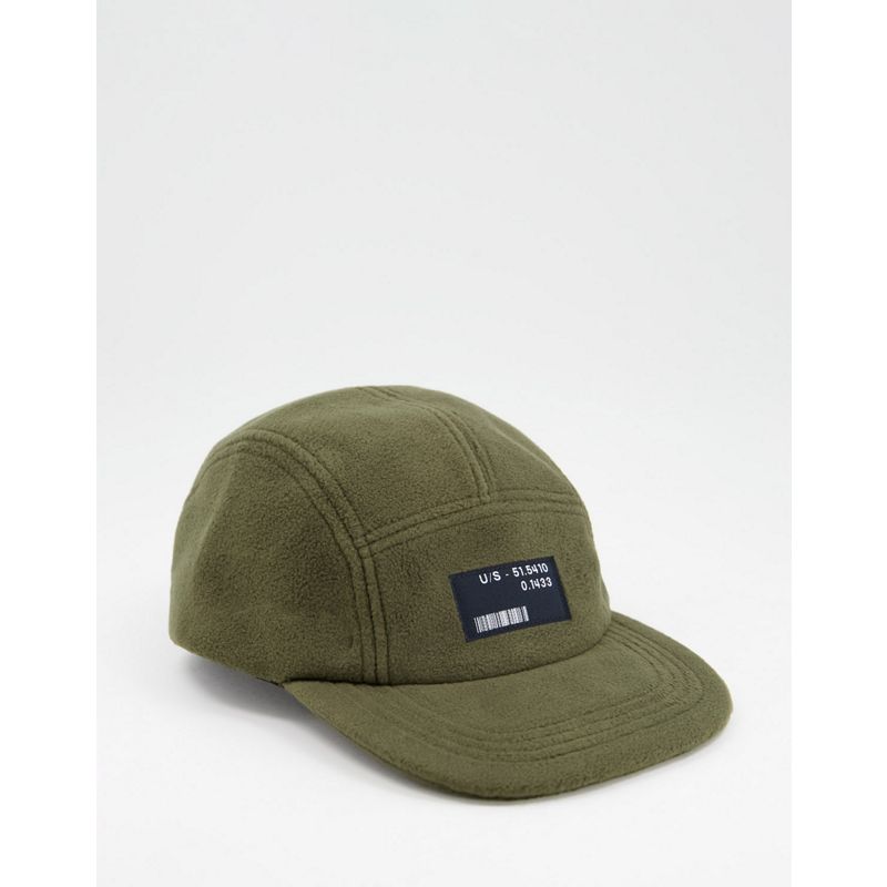 DESIGN - Cappellino con cinque pannelli in pile verde kaki con logo