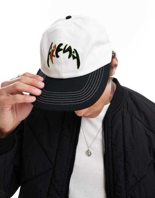 ASOS DESIGN - Cappellino con ricamo e cuciture a contrasto