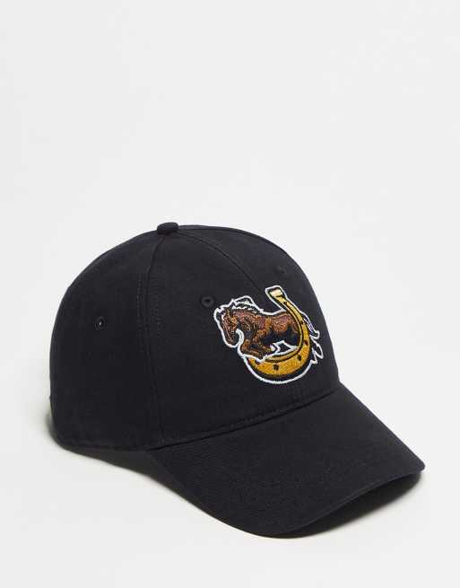 ASOS DESIGN - Cappellino in cotone nero con ricamo di stallone