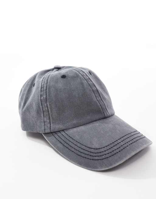 ASOS DESIGN - Cappellino morbido grigio slavato con cuciture a contrasto