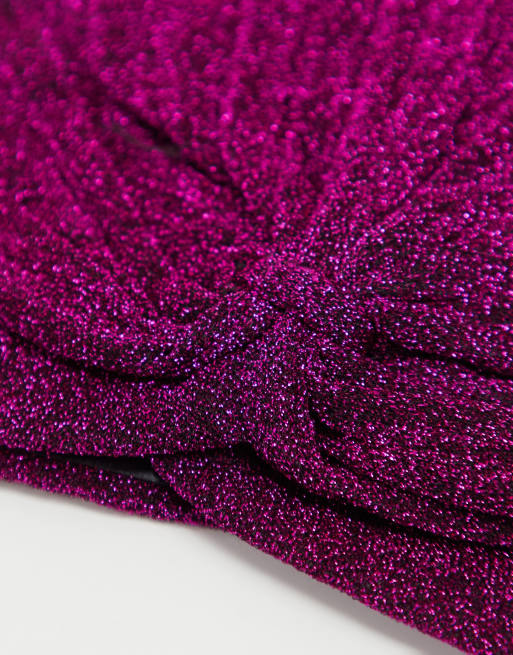 ASOS DESIGN - Cappello a righe glitterate con nodo frontale, 4 di 4