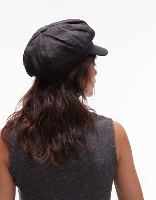 ASOS DESIGN - Cappello baker boy nero con fascia regolabile, 2 di 3