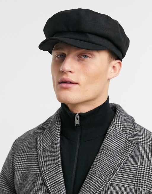 ASOS DESIGN - Cappello bakerboy da marinaio in melton nero, 3 di 4