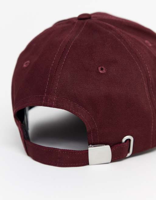 ASOS DESIGN - Cappello con visiera in cotone bordeaux, 4 di 4