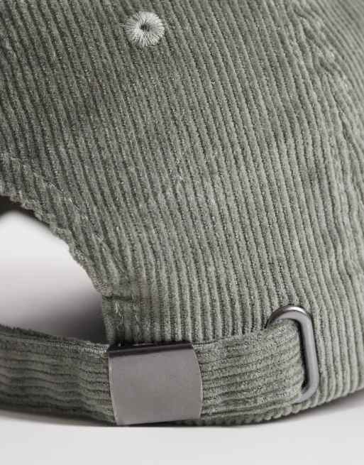 ASOS DESIGN - Cappello con visiera in velluto a coste verde salvia con logo ricamato, 3 di 3