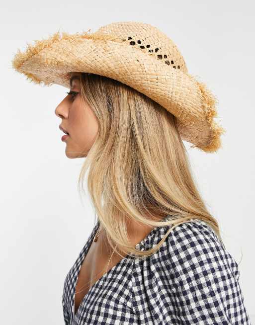 ASOS DESIGN - Cappello da cowboy in paglia naturale con regolatore della taglia