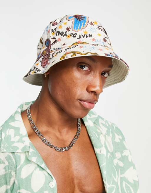 ASOS DESIGN - Cappello da pescatore double-face con stampa astratta, 3 di 4
