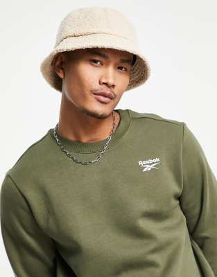 ASOS DESIGN - Cappello da pescatore in pile borg color pietra