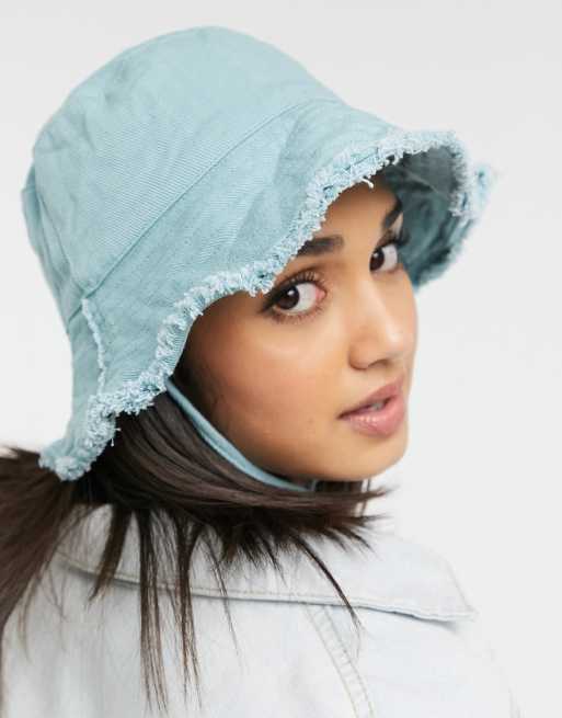 ASOS DESIGN Cappello da pescatore in tela color salvia con bordi