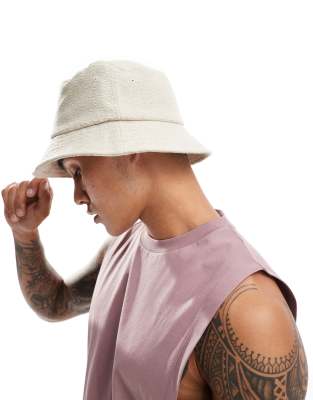ASOS DESIGN - Cappello da pescatore testurizzato color pietra