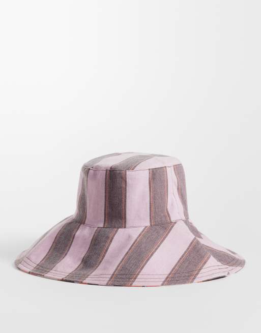 ASOS DESIGN - Cappello in tela double-face a righe multicolore, 3 di 3