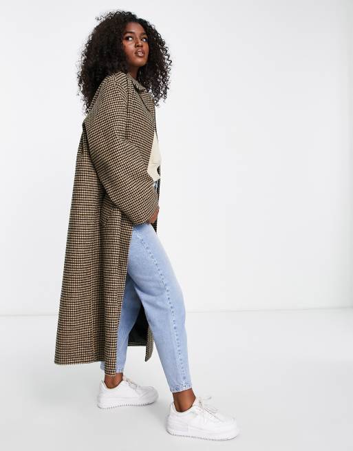 ASOS DESIGN - Cappotto boyfriend elegante a quadri in misto lana