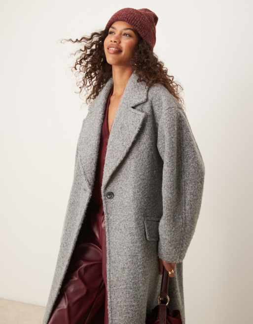 ASOS DESIGN - Cappotto confortevole grigio bouclé, 4 di 4