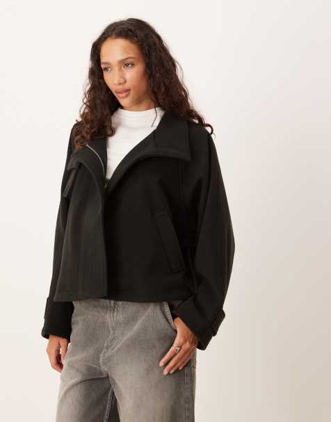 ASOS DESIGN - Cappotto corto elegante nero stile mantella - view 1