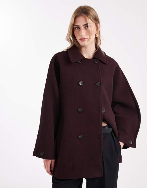 ASOS DESIGN - Cappotto doppiopetto in misto lana bordeaux - view 1